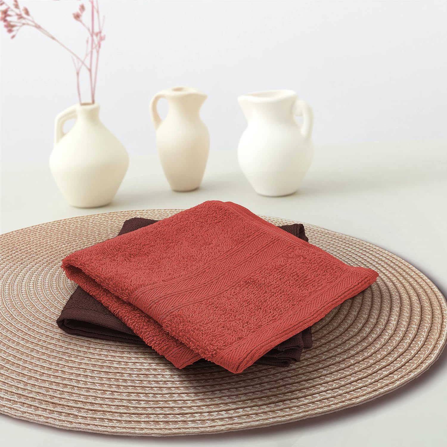 Sassoon Anatolia 2 Piece Cotton Face Towel 500 Gsm (Cocoa & Rust)