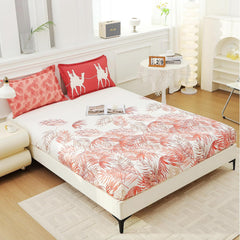 Soft Bedsheet For King Size Bed With 2 Matching Pillow Cover | 106 X 106 Inches, White & Red | Skin-Friendly Touch & Lasting Comfort - Soft & Breathable