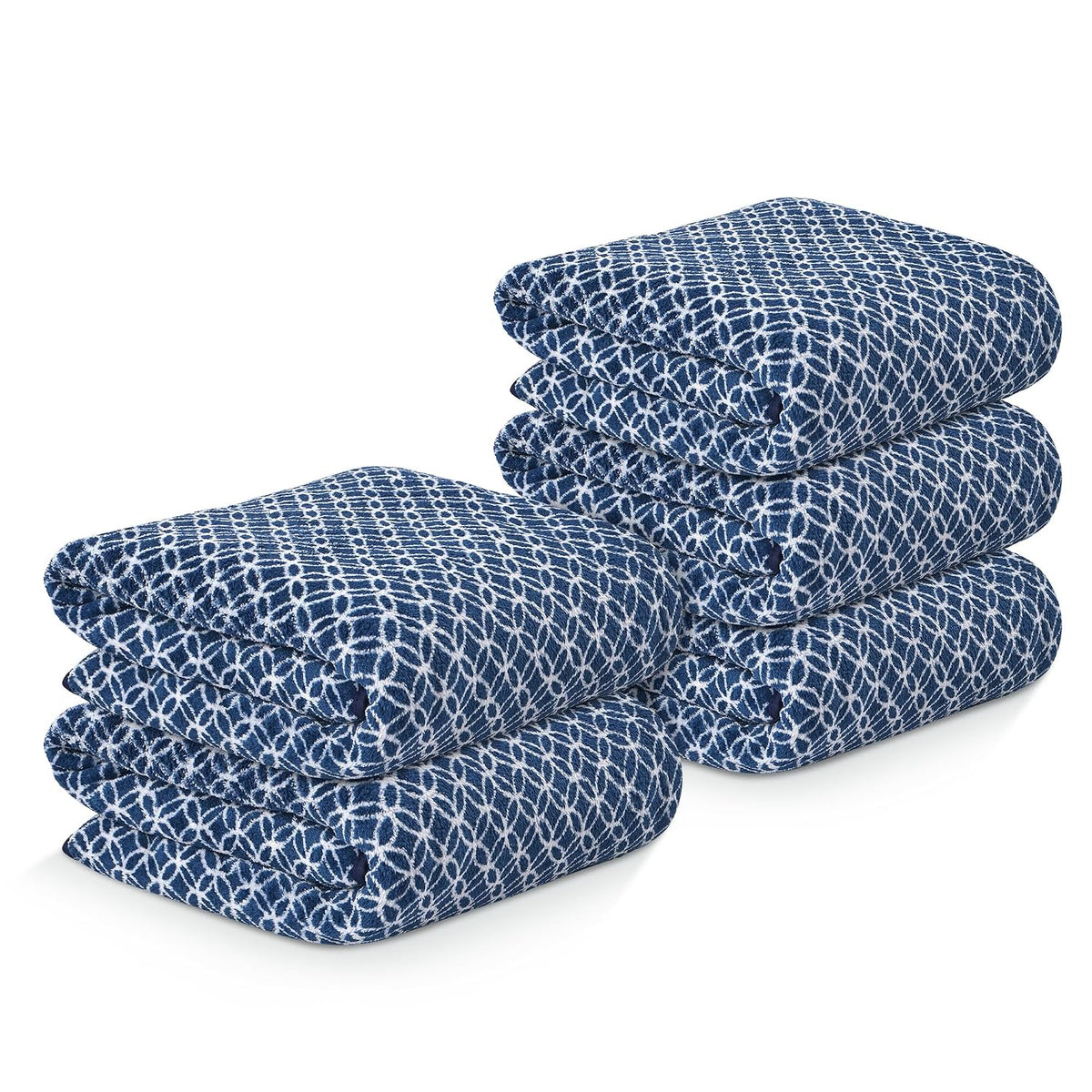 Kuber Industries Microfiber Bath Towel 1750 Gsm | Large Size Soft Quick Dry & Absorbent Shower Bath Towel (Circle - Blue)- Pack Of 5