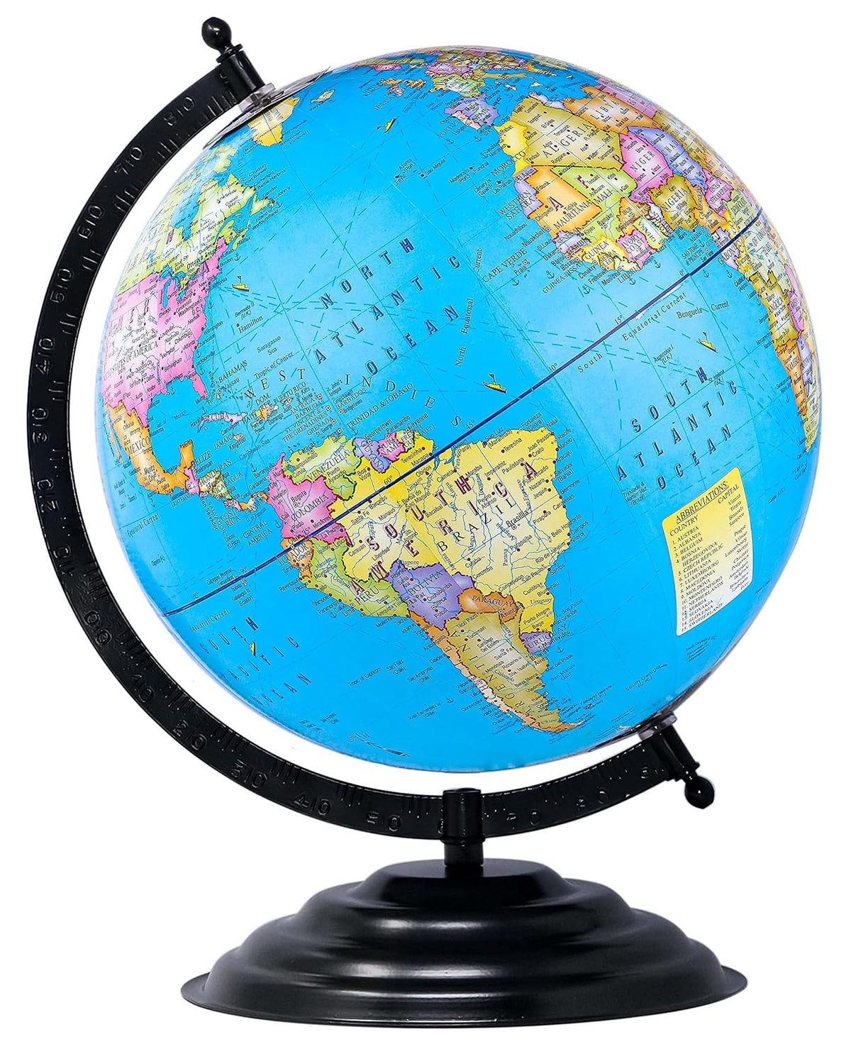 Globe Educational 13 Inch Height Metal Base World Globe For Office Decor, Gifting, Show Piece, Educational Globe For Kids & Students Learning, Pack Of 1