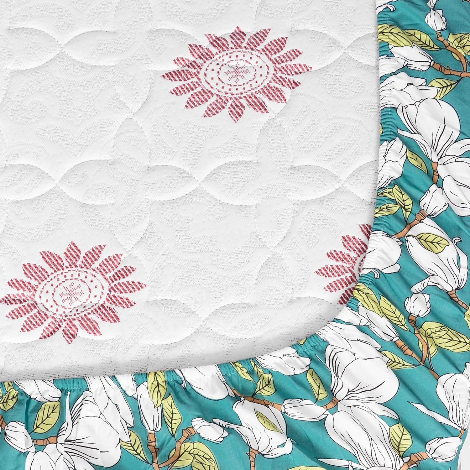 Printed King Size Double Bedsheet With 2 Pillow Cover For Bedroom | 72 X 78 Inches, Aruba Green - All Around Elastic Fitted | Ideal For Everyday Use