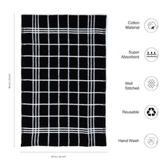 Encasa Xo Kitchen Towels Dish Cloths Sets 430 Gsm | Highly Absorbent Cotton Terry Towels Multipurpose For Washing Dishes & Cleaning Towel | Pack Of 4 (Black Terry)