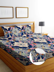 Printed Double Bedsheet 2 Matching Pillow Covers - 72 X 780 Inches, Multicolor | All Around Elastic Soft & Durable Bedding For Bedroom - Lightweight Perfect For All Seasons