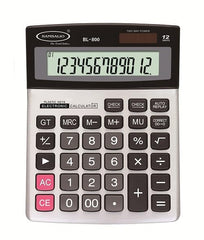 Bambalio 12 Digits BL-800 Big Display & Metallic Panel | 3 Years Warranty Electronic Calculator, Silver, Medium Size