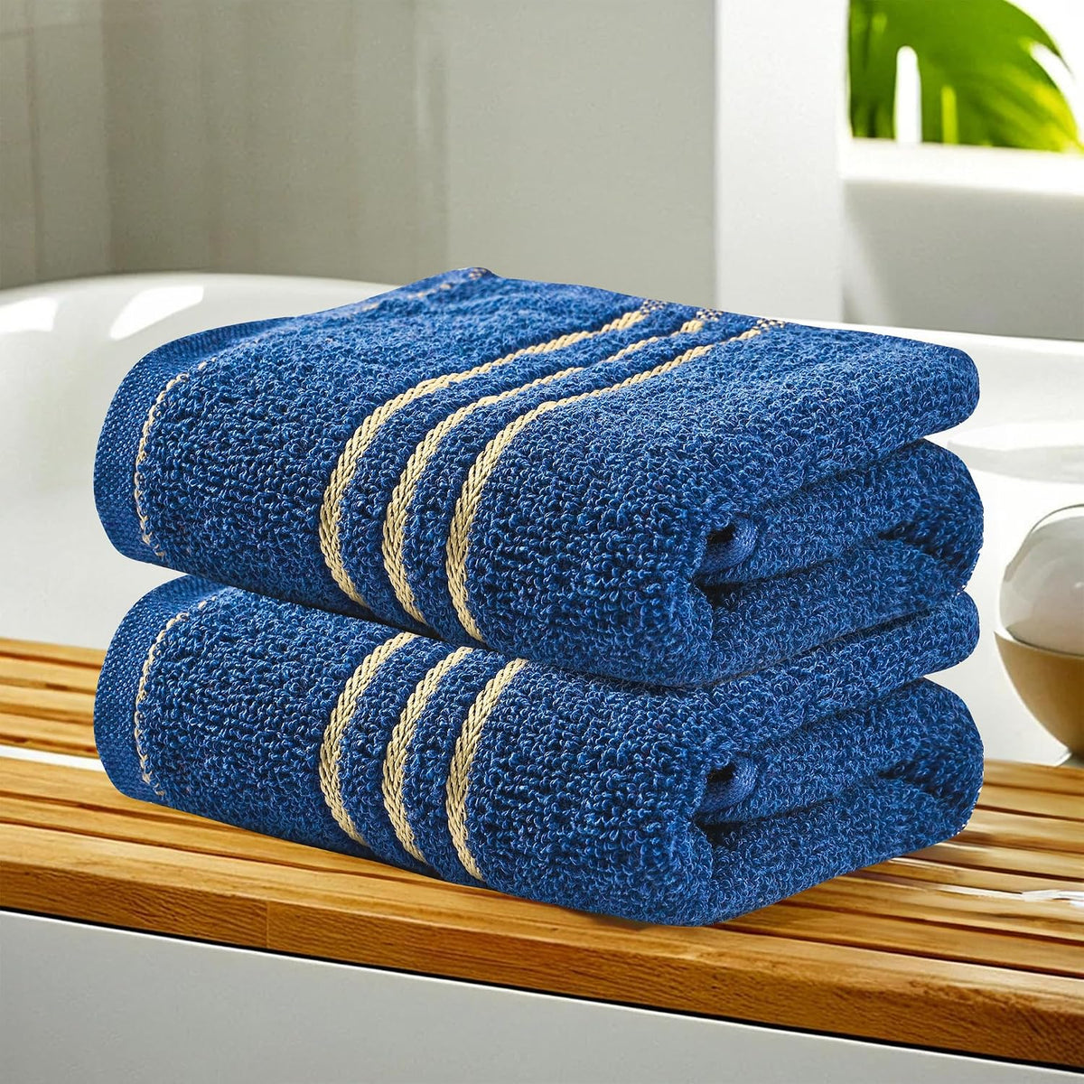Kuber Industries Soft Cotton Face Towels 300 Gsm | For Men & Women | Easily Washable Pocket Towels & Workout Gym - Dark Blue (Pack Of 2)