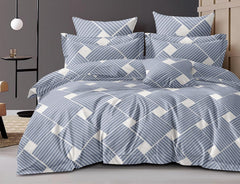 King Size Comforter With 1 King Size Flat Bedsheet & 2 Pillow Cover - (90x100 Inch) Grey & White | Perfect Gifts Set Wedding, Anniversary - 4 Pcs Bedding Set