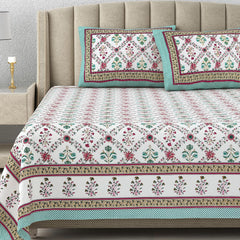 100% Cotton King Size Bedsheet With 2 Matching Pillow Covers - 90 X 108 Inches, Multicolor | Designer Printed Bedsheet Set - Naturally Soft, Breathable, & Skin Friendly