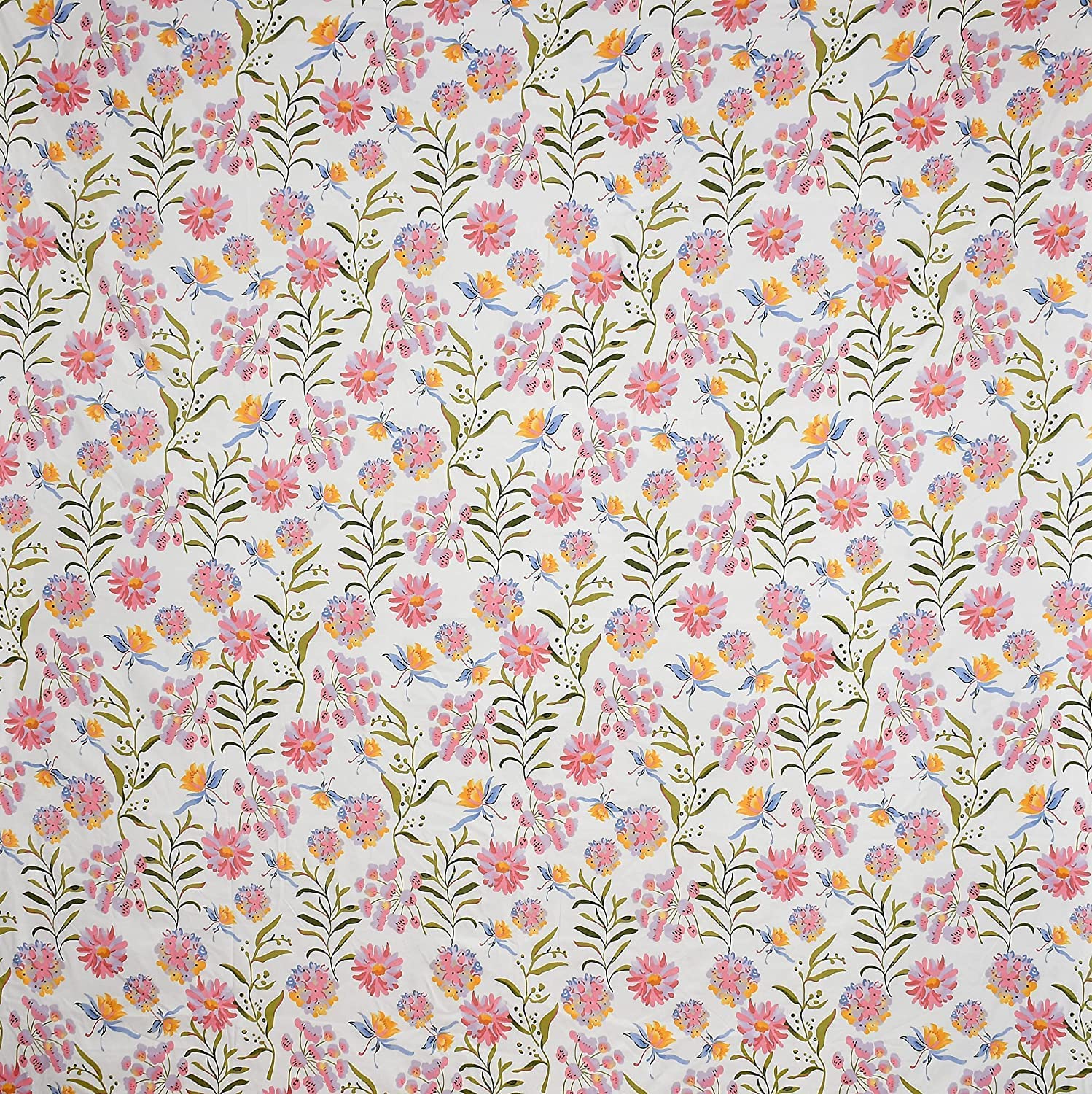 Cotton Bedsheet Super King Size Floral Print Bedsheet With 2 Pillow Covers - 108 X 108 Inch, White | 180 Thread Count Pure Cotton Bedsheets King Size