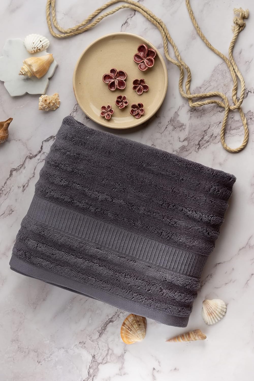 Mush Bamboo Luxurious Bath + Hand & Face Towel 900 Gsm | Ultra Soft, Absorbent & Antimicrobial Towel (Space Grey) -3 Piece