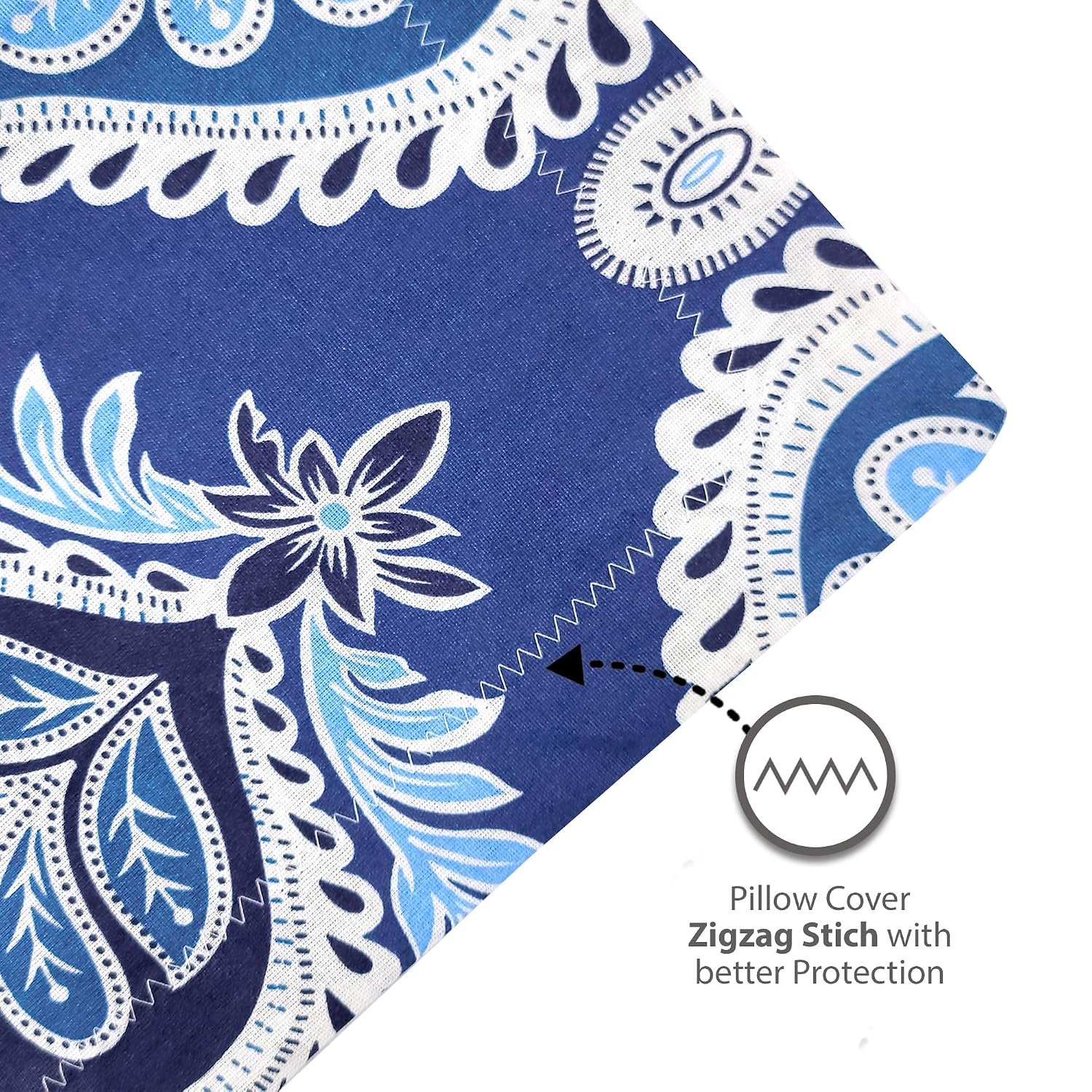 100% Pure Cotton Double Bedsheet For Queen With 2 Pillow Covers - 87 X 100 Inches, Blue & White | Soft & Durable For Everyday Use & Bedroom - All Season Comfort
