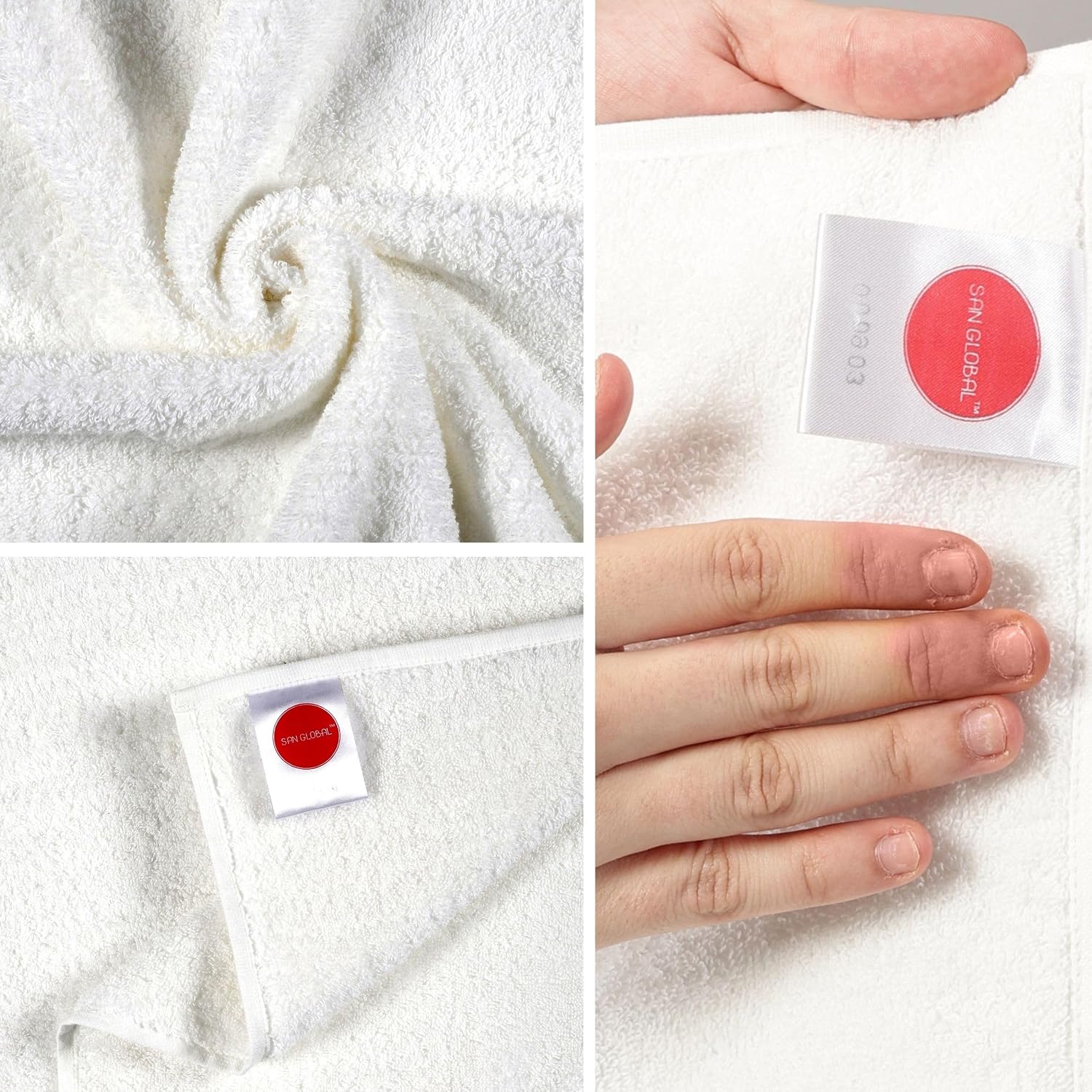 Sanglobal 100% Cotton Premium Soft Bath Towel & Hand Towel 800 Gsm (White) - Pack Of 2