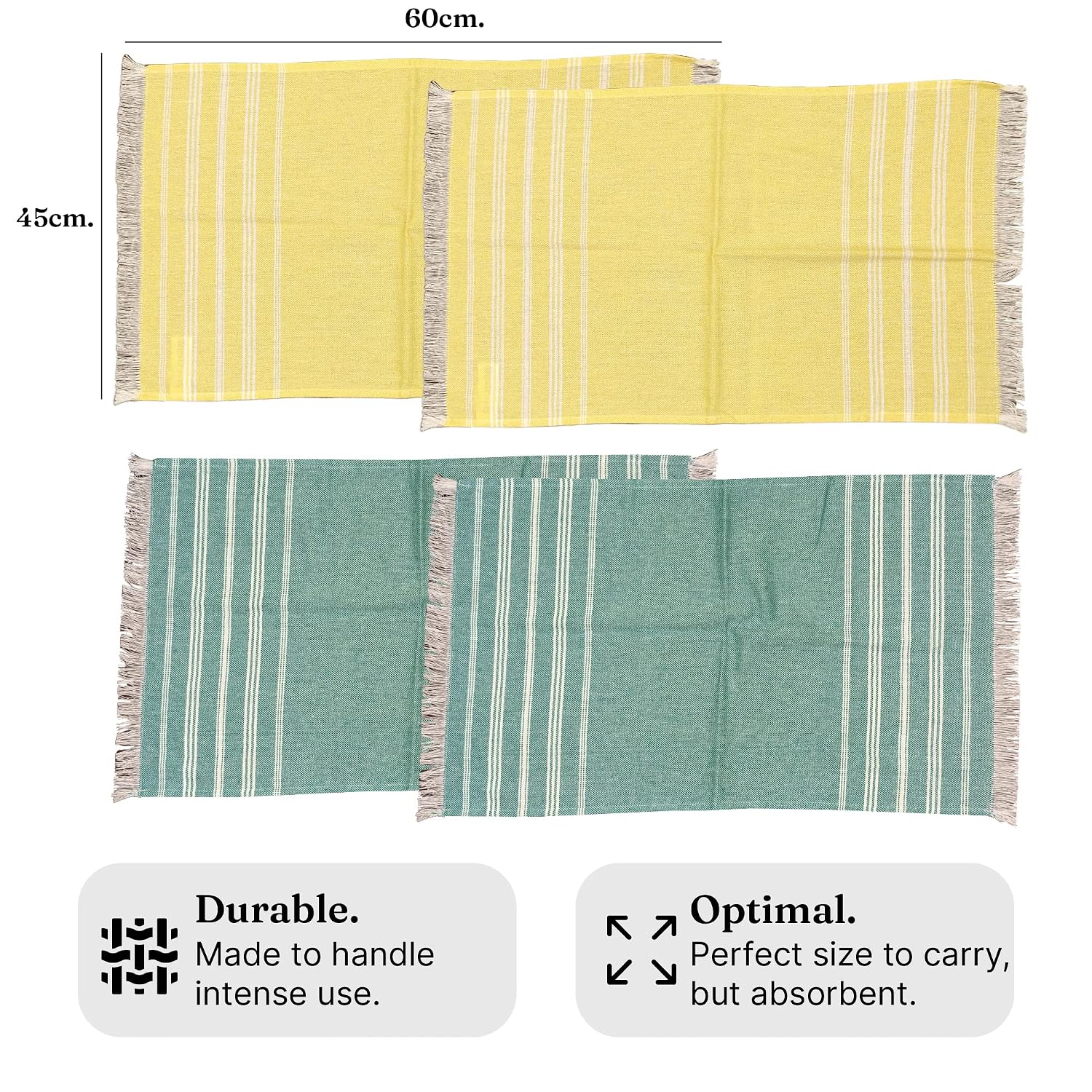Indihaus Premium Cotton Hand Towel 310 Gsm | Soft, Absorbent, Multi-Purpose Towel Set | Sunshine Yellow, Ocean Teal (Set Of 4)