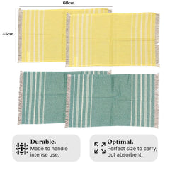 Indihaus Premium Cotton Hand Towel 310 Gsm | Soft, Absorbent, Multi-Purpose Towel Set | Sunshine Yellow, Ocean Teal (Set Of 4)