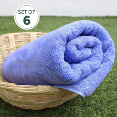 Heelium Bamboo Bath Towel Soft Super Absorbent 600 Gsm - Pack Of 6 (Iris)