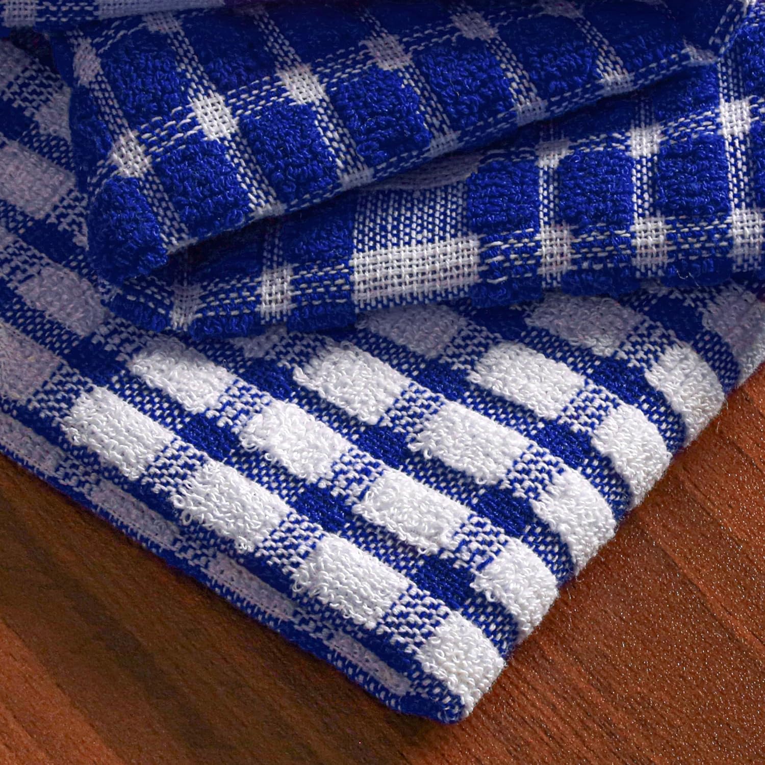 Texstyle Kitchen Cleaning Towel 400 Gsm | Soft & Absorbent Hand Towel For Kitchen Cleaning & Quick Drying Of Plates & Glasses (Blue) - Set Of 4