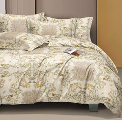 1 King Size Comforter With 1 King Size Flat Bedsheet & 2 Pillow Cover - (90x100 Inch) Desert Ivory | Perfect Gifts Set Wedding, Anniversary - 4 Pcs Bedding Set