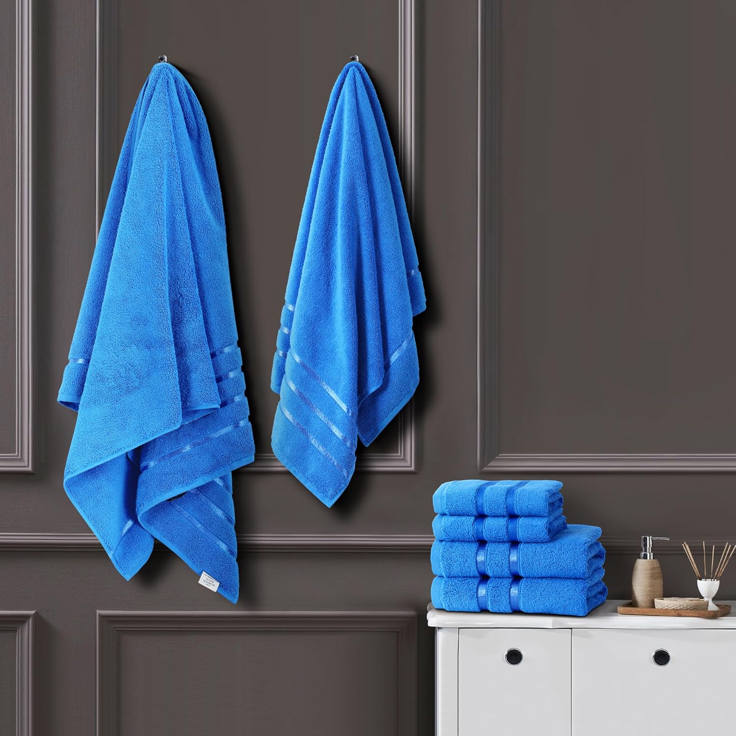 Spread Spain 100% Cotton Hand Towel 600 Gsm | Soft, Fluffy, Super Absorbent & Quick Dry Towels For Pool, Spa & Gym (Azhar Blue)