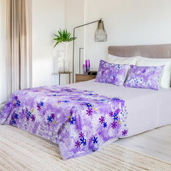 Printed Cotton Bedsheet For Queen Size With 2 Pillow Cover | 88 X 100 Inches, Purple & White | Wrinkle Free Soft Perfect For Everyday Use