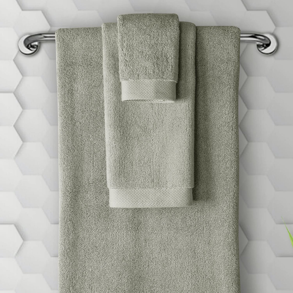 Spread Spain Resort Luxurious Cotton Towels 720 Gsm | Bath, Hand & Washcloth Towels Sets Of 3 Super Softness & Absorbent (London Fog)