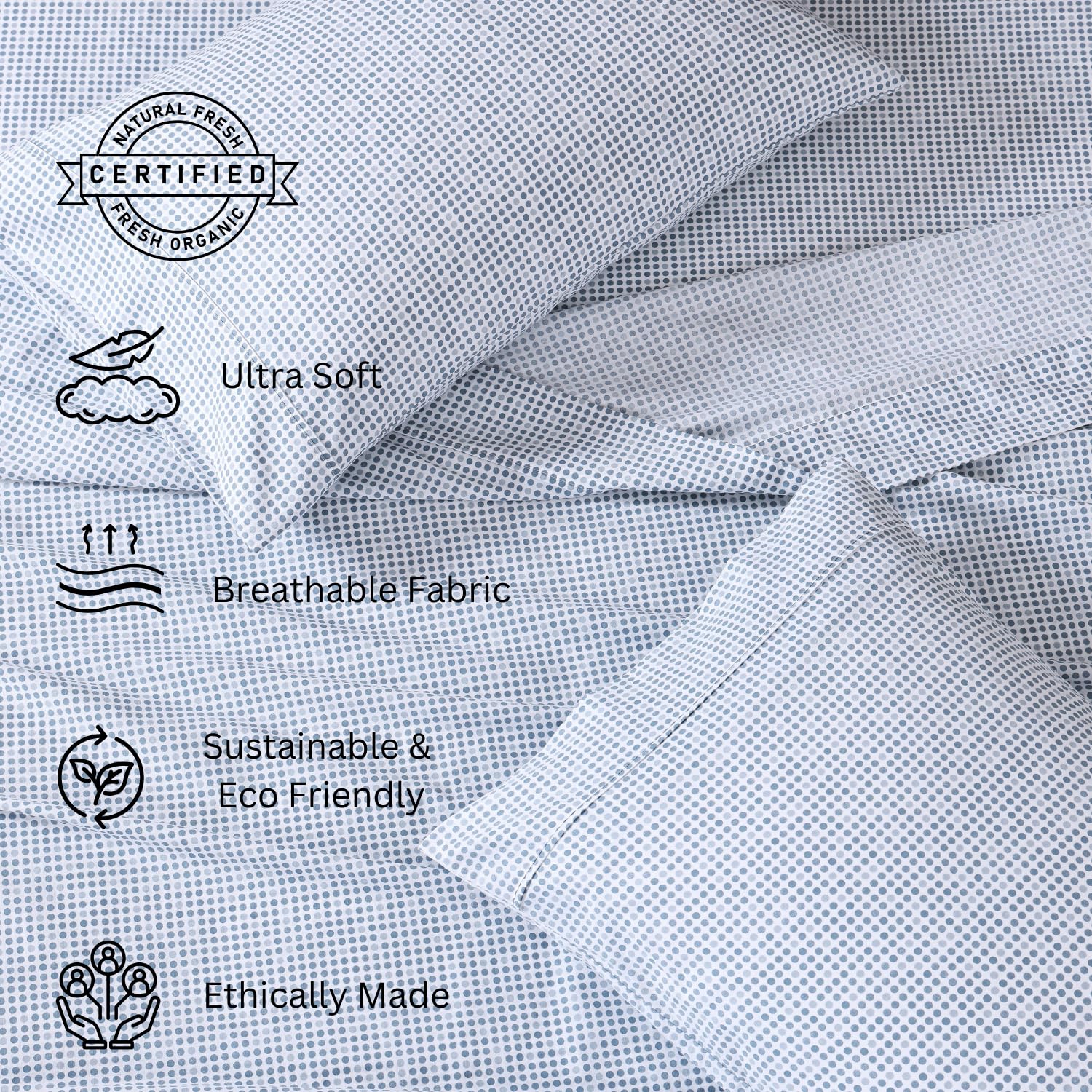 Breathable Cotton Flat Bedsheets With Pillow Cover - 60 X 90 Inches, White & Grey | Looking For Everyday Bedding | Softness Every Night | 144 Thread Count