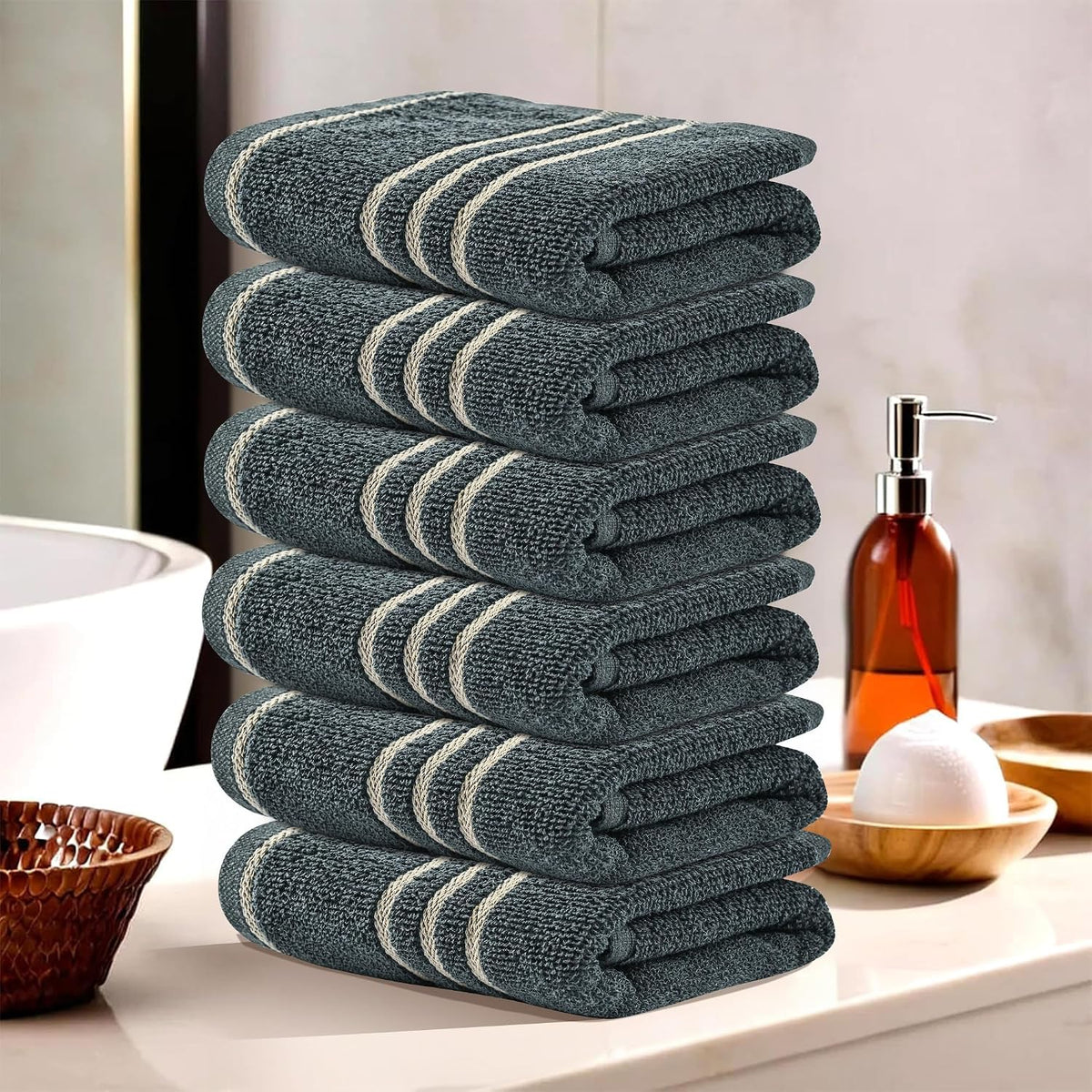 Kuber Industries Cotton Face Towel 1200 Gsm | Workout Gym Napkins Hand Towel For Men & Woman Quick-Drying Napkins -Dark Grey (Pack Of 6)