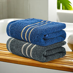 Kuber Industries Soft Cotton Face Towels 400 Gsm | For Men & Women Easily Washable Pocket Towels & Workout Gym - Dark Grey & Blue (Pack Of 2)