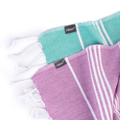 Haber Premium Basic Large Size 100% Cotton Towel 600 Gsm | Soft, Absorbent & Comfortable Quick Dry Bath Towels - Plum & Mint (2 Pcs)