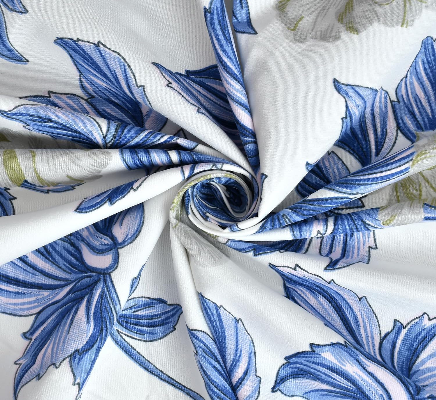 Double Bedsheet With 2 Pillow Covers Size 72 X 72 X 10 Inches, White & Blue | Cotton Feel All Around Elastic Fitted - Queen Size Bedsheets, Super Soft
