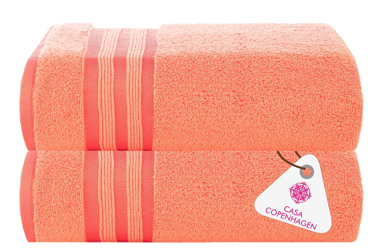 Casa Copenhagen Egyptian Cotton Zero Twist Hand Towel 400 Gsm (Malibu Peach) -2 Pcs