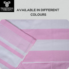 Traditional Thread'S 100% Bamboo Large Size Bath Towels 350 Gsm | Ultra Soft, Absorbent, Light Weight & Quick Dry Towel, Travel, Gym, Beach (Baby Pink Stripes)