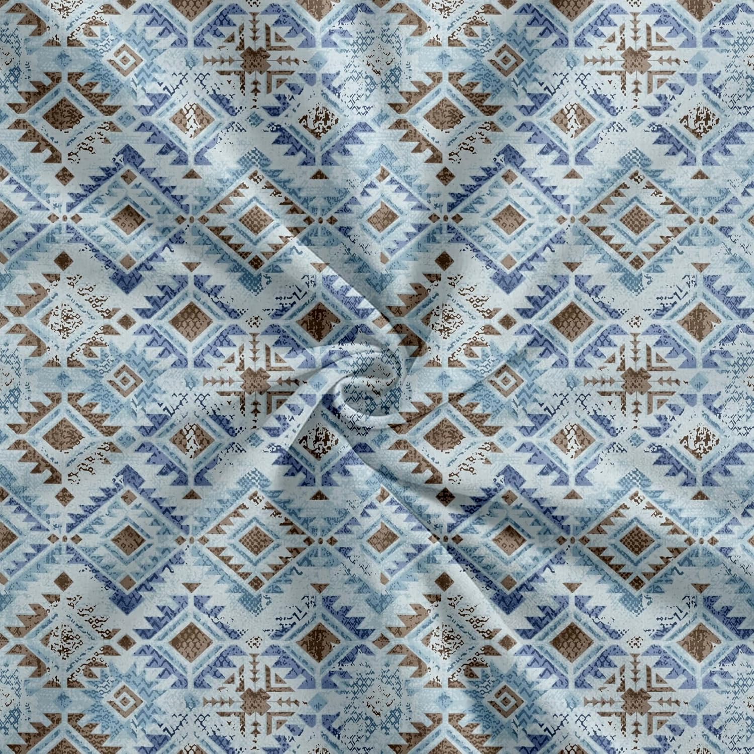 Printed Cotton King Size Printed Bedsheet With 2 Pillow Covers - 108 X 108 Inches, Beige & Blue | Ideal For Home Use & Perfect For Gifting On Weddings, Housewarmings & Festivals