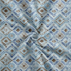 Printed Cotton King Size Printed Bedsheet With 2 Pillow Covers - 108 X 108 Inches, Beige & Blue | Ideal For Home Use & Perfect For Gifting On Weddings, Housewarmings & Festivals