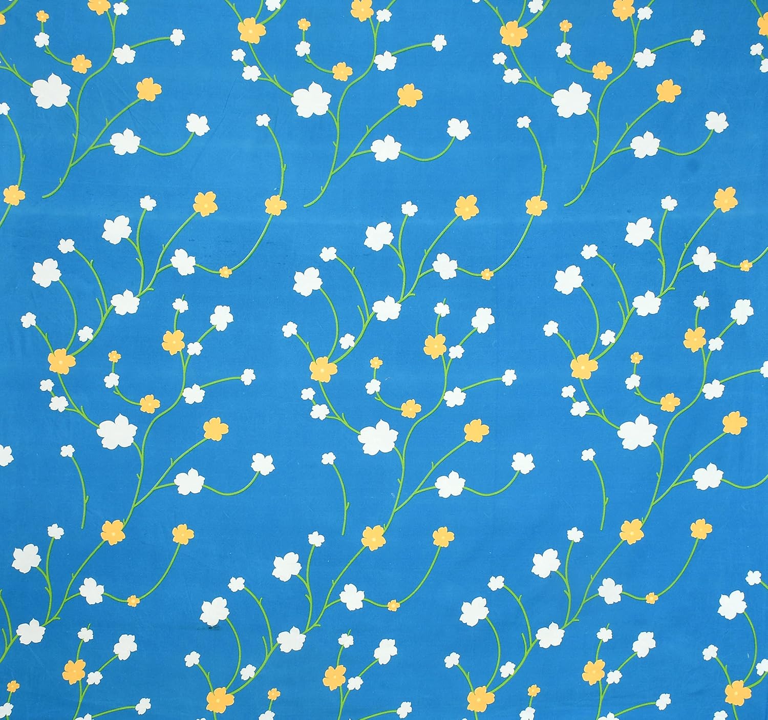 Elastic Fitted Printed King Size Double Bedsheet With 2 Pillow Cover | 72 X 78 X 6 Inches, Blue & White | 100% Pure Super Soft Glace Cotton With 210 Thread Count
