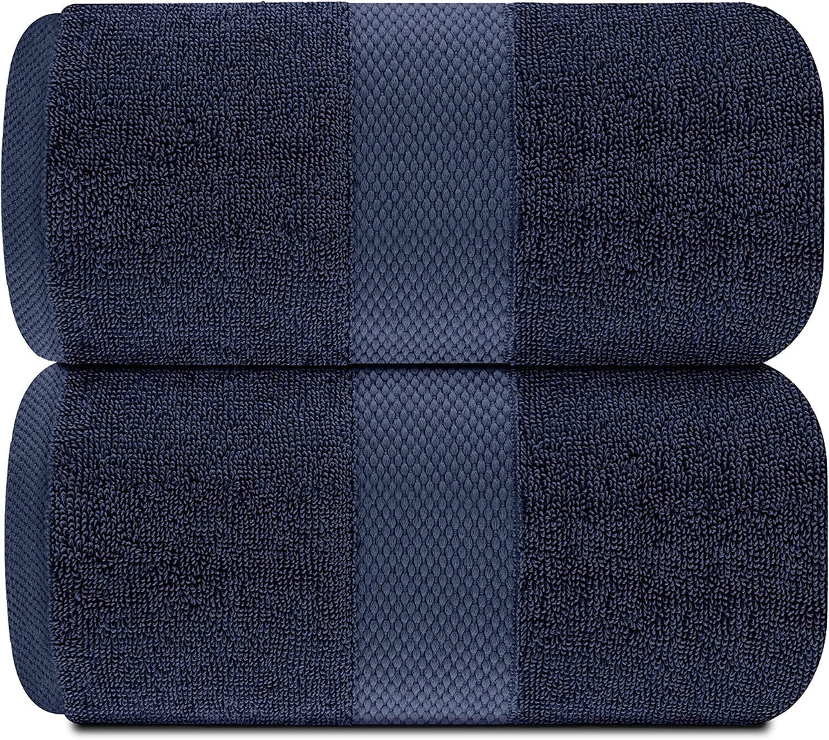 Tiqh 100% Egyptian Cotton Bath Towels 1200 Gsm | Heavy Weight & Absorbent-Top Luxury Bath Towels (Blue)- 2 Piece