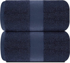 Tiqh 100% Egyptian Cotton Bath Towels 1200 Gsm | Heavy Weight & Absorbent-Top Luxury Bath Towels (Blue)- 2 Piece