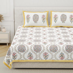 100% Cotton King Size Bedsheet With 2 Matching Pillow Covers - 90 X 108 Inches, Multicolor | Designer Printed Bedsheet Set - Naturally Soft, Breathable, & Skin-Friendly