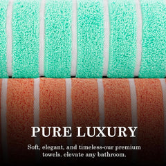 Casa Copenhagen Designed In Denmark Estatic Super Soft 2 Pieces 100% Cotton Large Bath Towel 525 Gsm - Aqua Blue & Orange