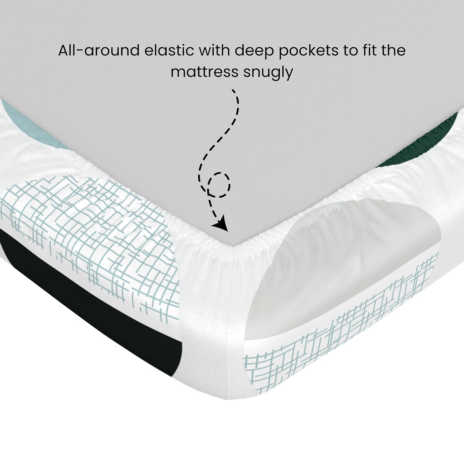 Cotton Elastic Fitted Bedsheet Single Bed With 1 Pillow Cover - 36 X 78 Inches, Charcoal Gray & Black | Perfect For Everyday Use | Ultra-Soft & Breathable