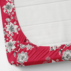 1 Single Bedsheet With 1 Pillow Cover - All Around Elastic Fitted | 100% Premium Fabric Is Lightweight, Soft & Comfortable | Size 36 X 72 X 8 Inches, Red