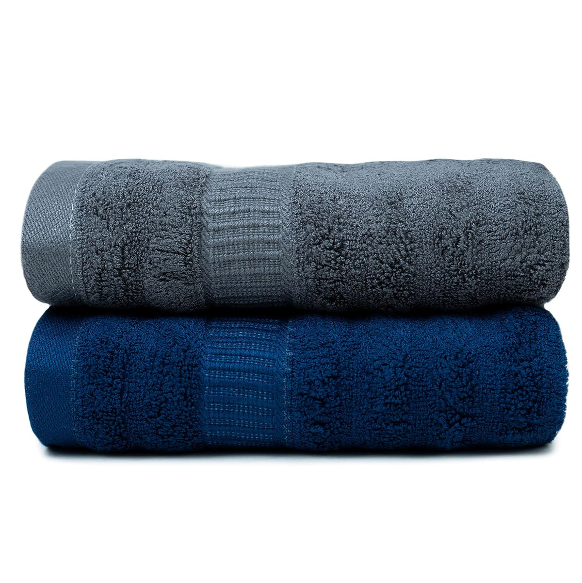 Mush Bamboo Hand Towels 600 Gsm | 100% Bamboo Gym Towel For Men & Women | Ultra Soft, Absorbent & Quick Dry Towel (Navy Blue & Grey) -Set Of 2