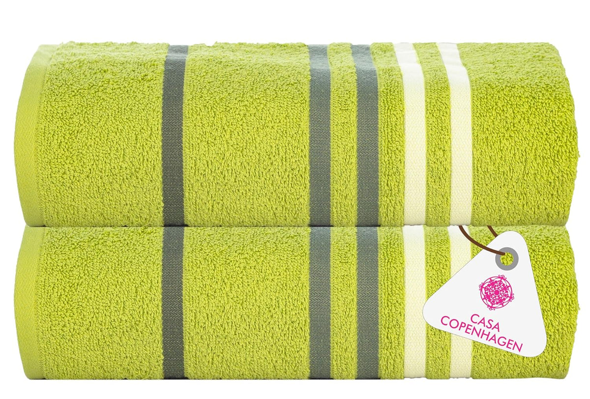 Casa Copenhagen Egyptian Cotton Exotic Hand Towel 400 Gsm (Lime Green)- 2 Pcs