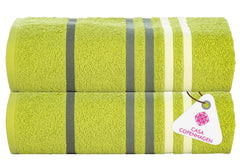 Casa Copenhagen Egyptian Cotton Exotic Hand Towel 400 Gsm (Lime Green)- 2 Pcs