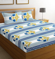 Combo 4 Double Bedsheet With 8 Pillow Covers - 85 X 86 Inches, Multicolor | Fade Resistant & Durable Breathable & Wrinkle Free Bed Sheet