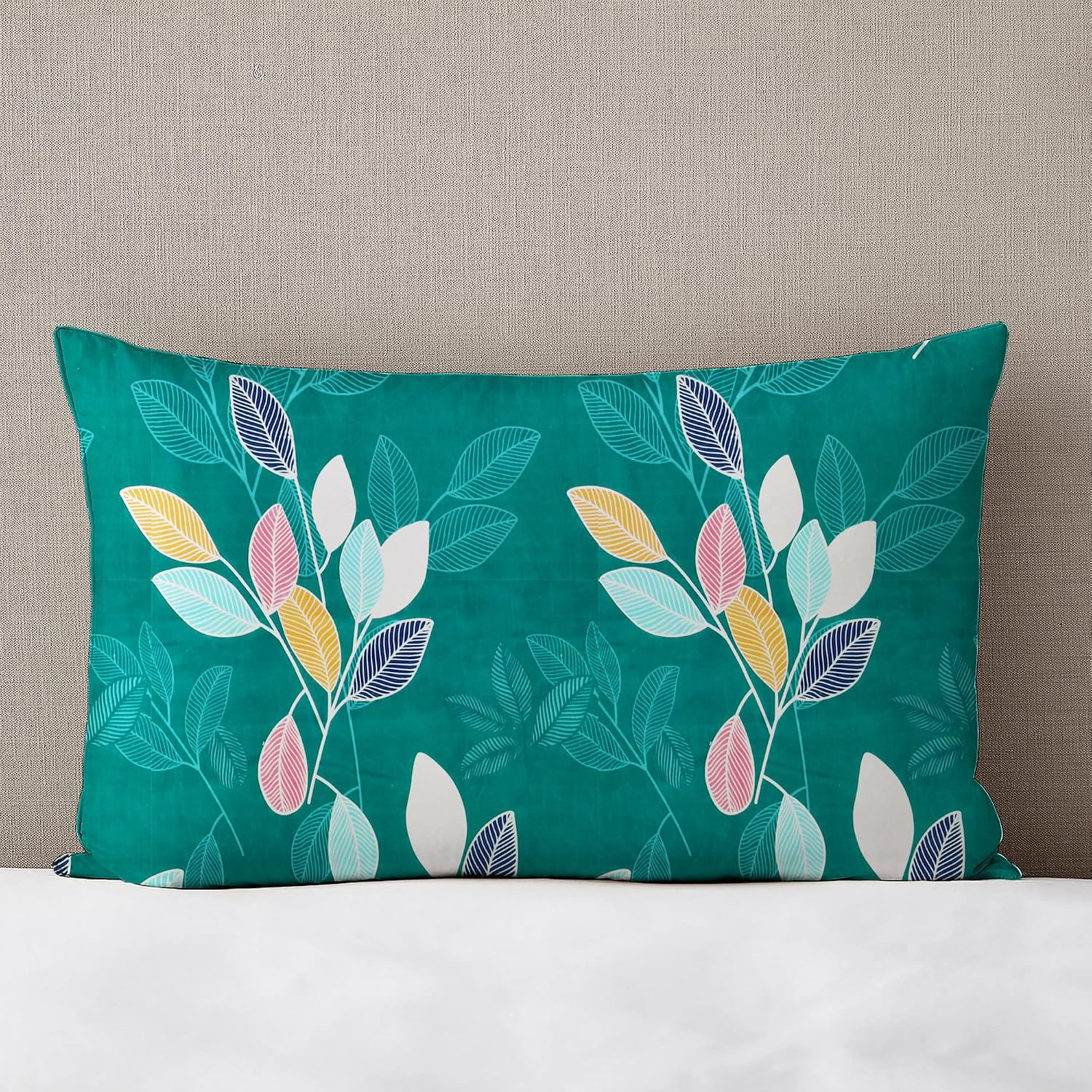 Printed Double Bedsheet With 2 King Size Pillow Covers - 90 X 90 Inches, Dark Green | Perfect Combination For A Stylish Bedsheet