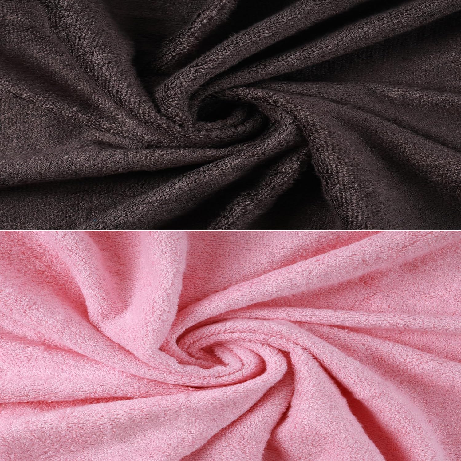Bathriene 100% Bamboo Large Size Bath Towel 1200 Gsm | Luxury Bath Towel Highly Absorbent, Ultra Soft & Anti Microbial (Midnight Grey & Plush Pink) - Pack Of 2
