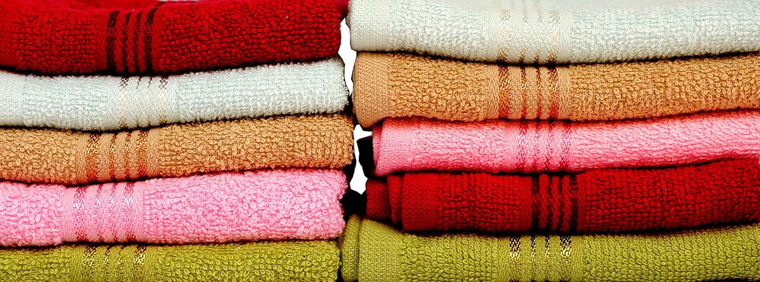 Space Fly Soft Cotton Face Towel 1500 Gsm | Absorbent Washcloths & Handkerchief Set For Home, Gym & Baby Care (Multicolor) - Set Of 10