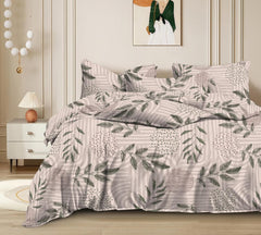 Super Soft Cotton King Size Bedsheet With 2 Pillow Cover + Comforter - 72 X 78 Inches, Beige | All Around Elastic Fitted | Skin Friendly & Long Lasting