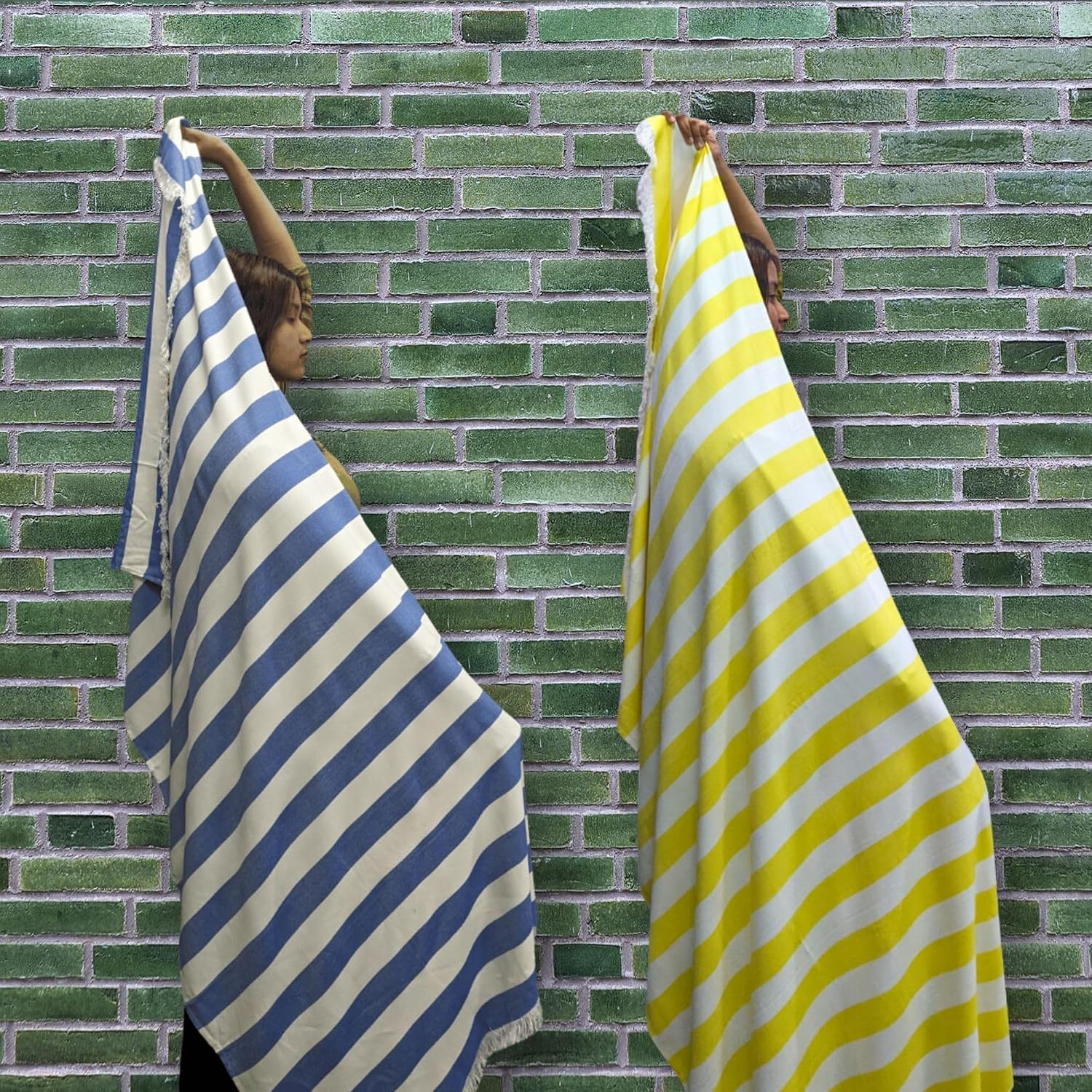 Madake Bamboo Ultra Soft & Thin Towel 454 Gsm | Quick Dry, Super Absorbent | Extra Large Bath Towel For Men & Women Pack Of 2 (Sunshine Yellow & Vacation Blue)