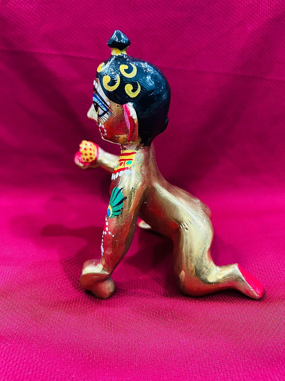 Fine Brass Made Full Painted Laddu Gopal Idol, Brass, Multicolor, God Idol, For Home Temple, Laddu Bal Gopal Statue, Kanha Ji, Baby Krishna Murti