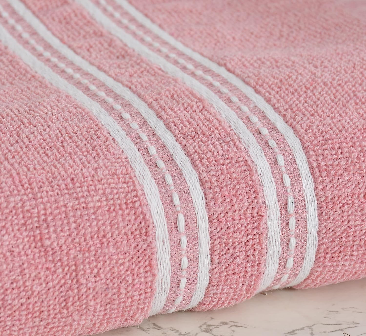 Cotton Bolls Polycotton Large Size Terry Cotton Bath Towel 400 Gsm (Baby Pink)